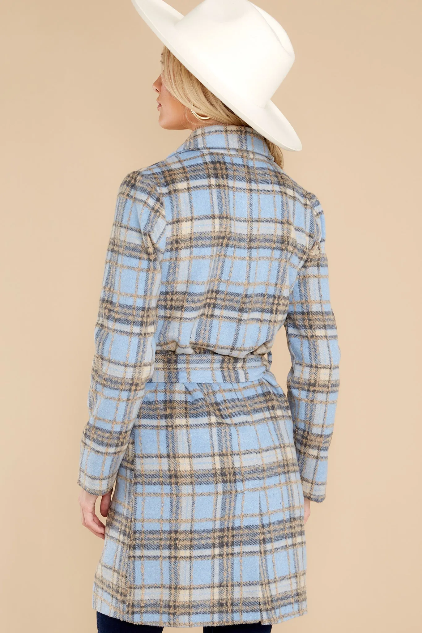 Always A Possibility Pale Blue Plaid Coat