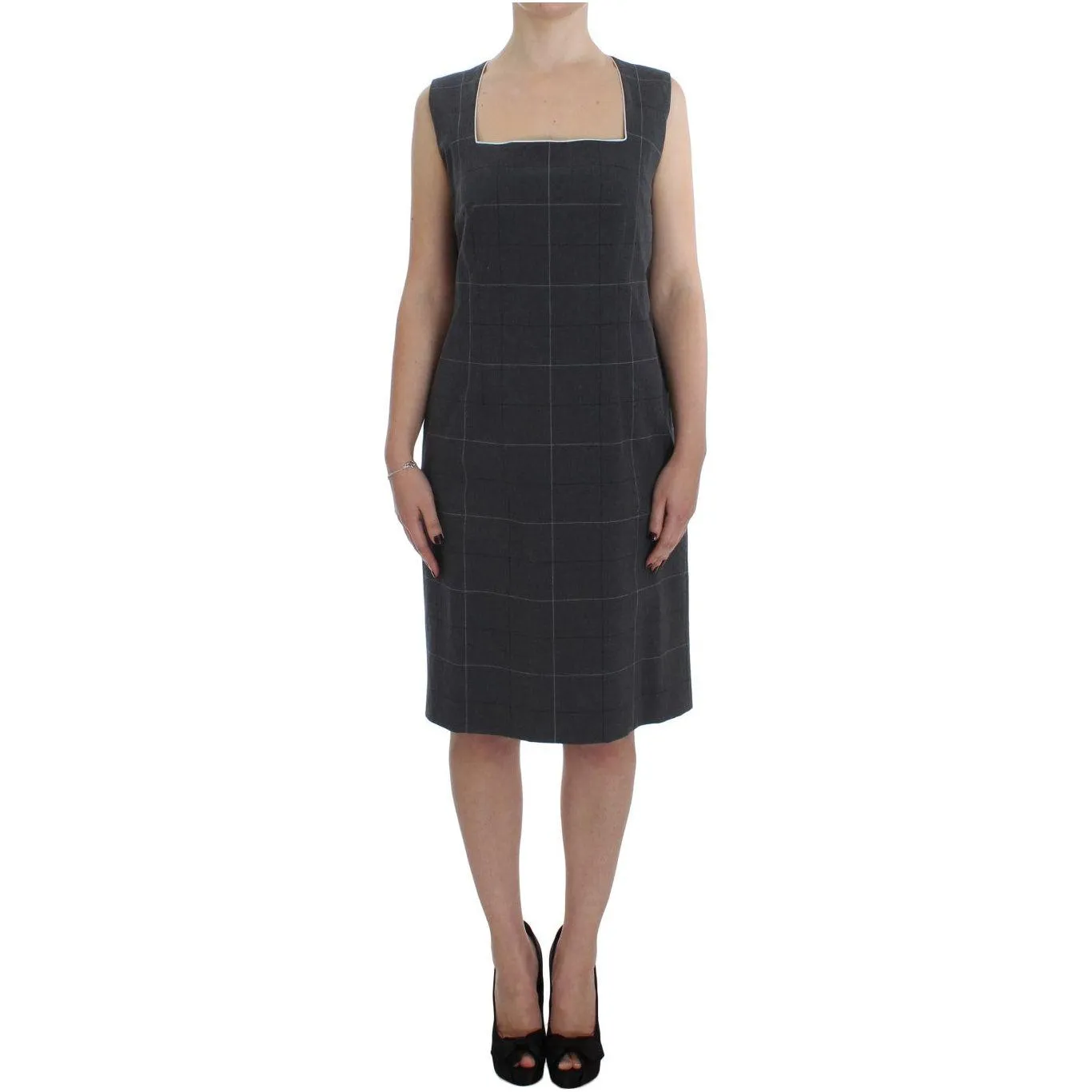 BENCIVENGA Elegant Gray Checkered Sheath Suit Set