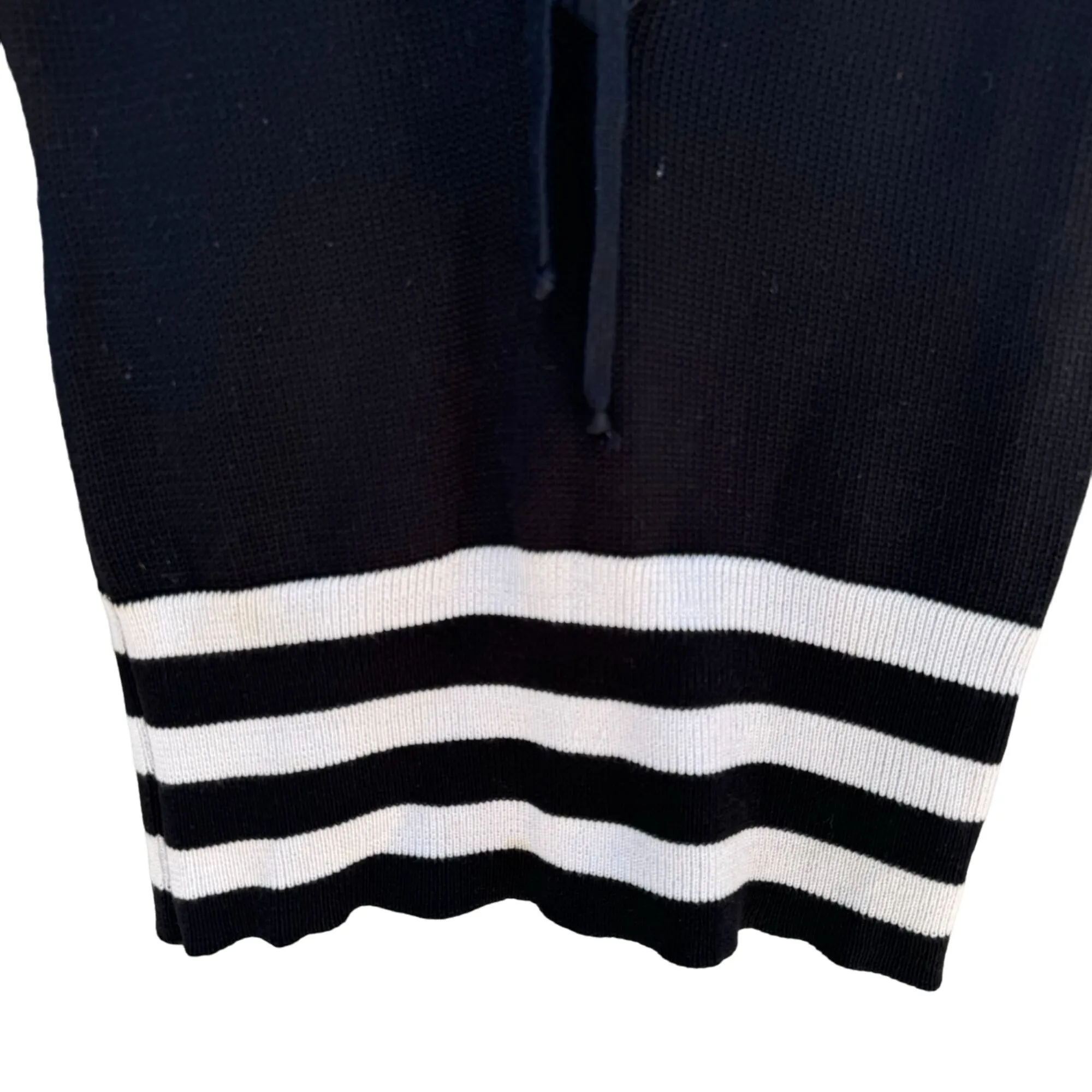 Bergdorf Goodman Fusion Vintage Women's Black White Striped Knit Sailor Sweater