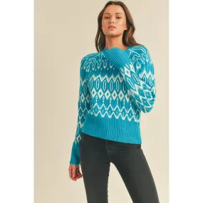 Blushing Blue Fair Isle Sweater Top