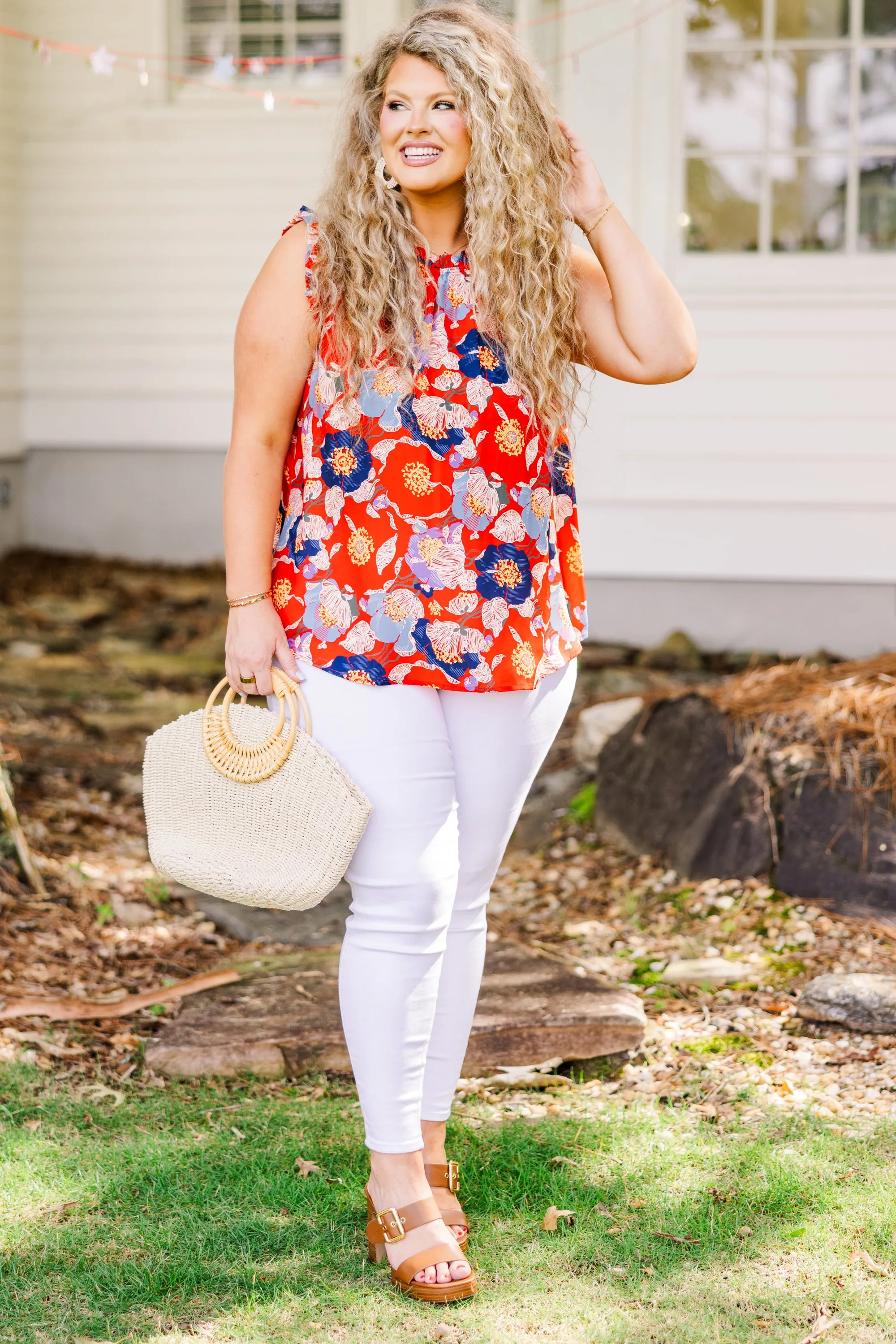 Bold Botanic Top, Red