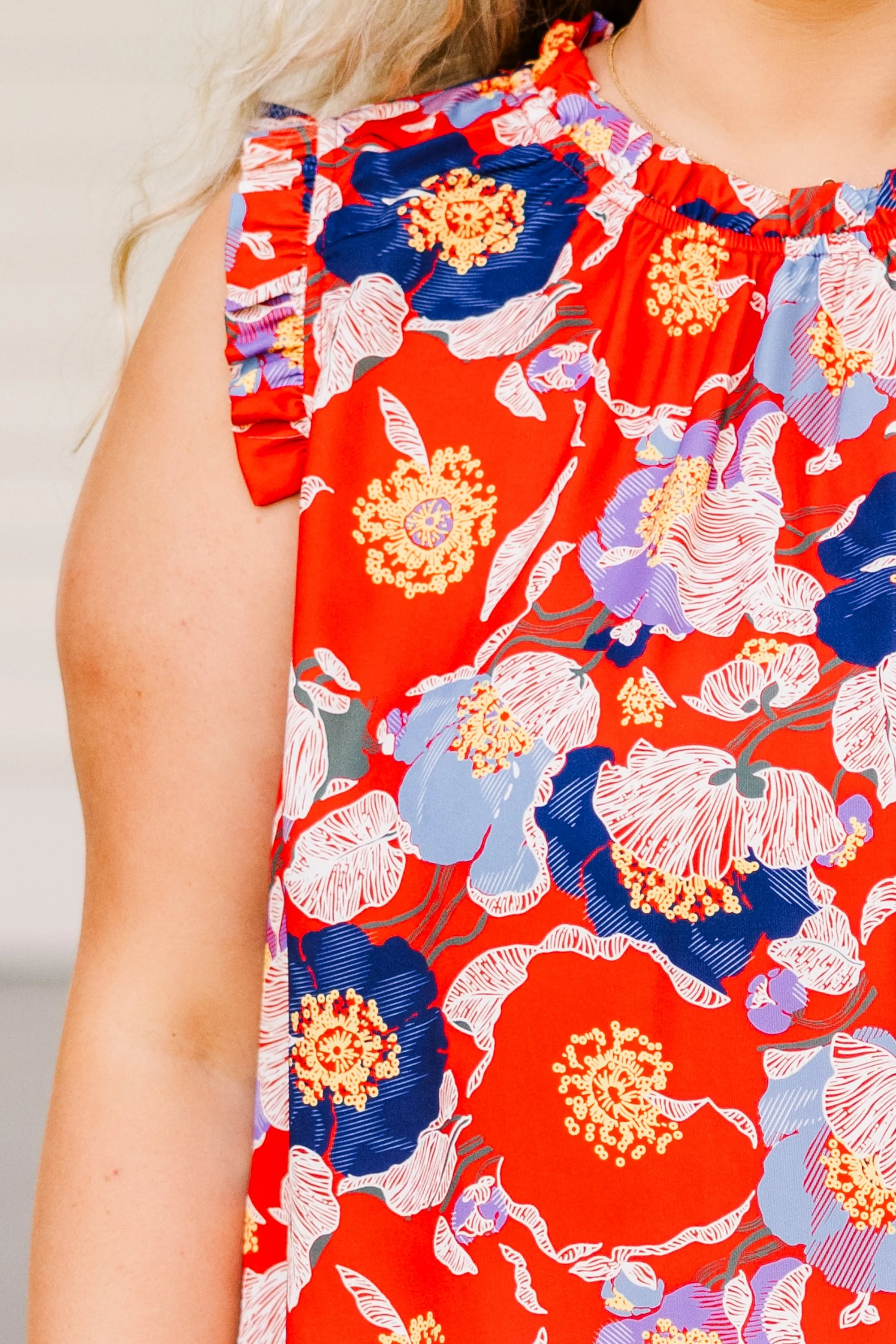 Bold Botanic Top, Red