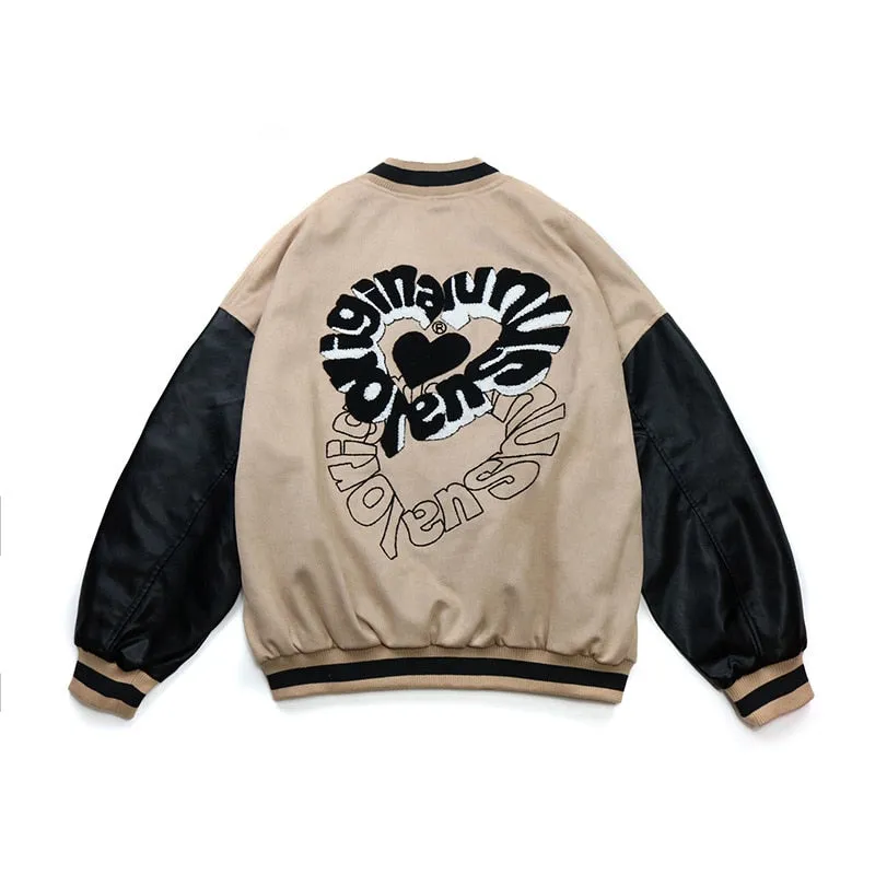 Change From Us Two Shaded Heart Shape Varsity Jacket