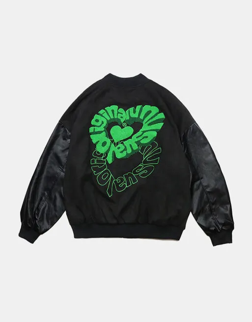 Change From Us Two Shaded Heart Shape Varsity Jacket