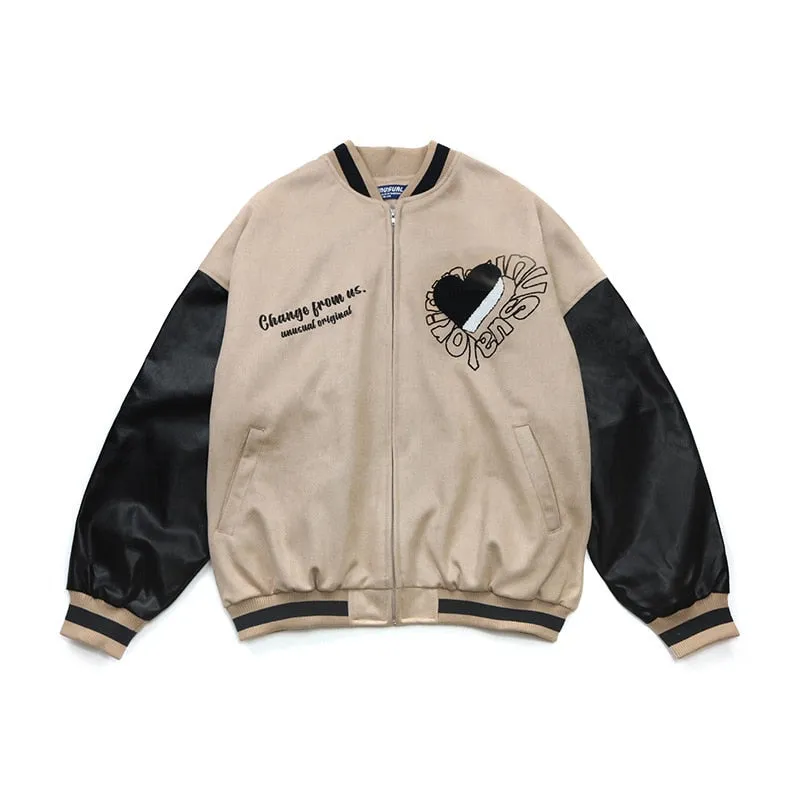 Change From Us Two Shaded Heart Shape Varsity Jacket