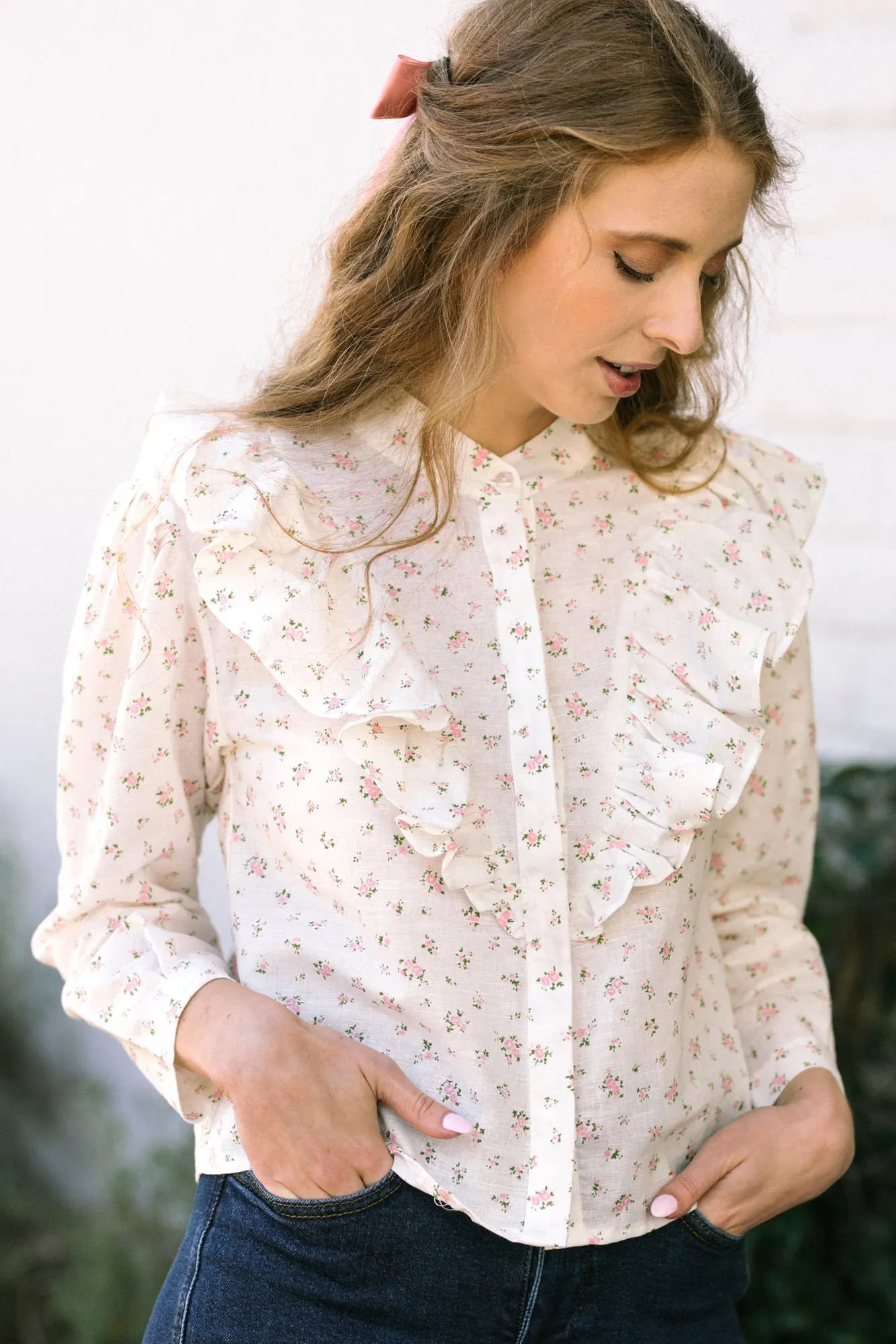 Cora Buttoned Ruffled Blouse