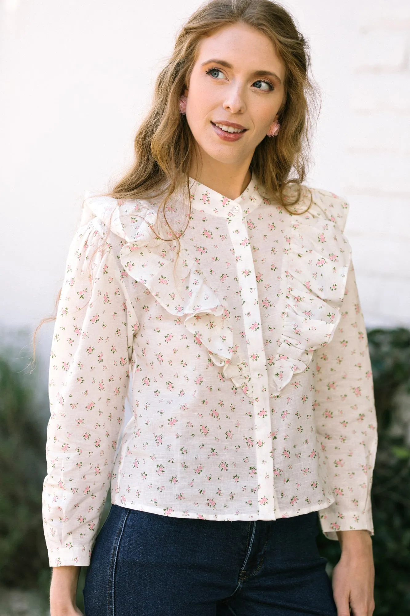 Cora Buttoned Ruffled Blouse