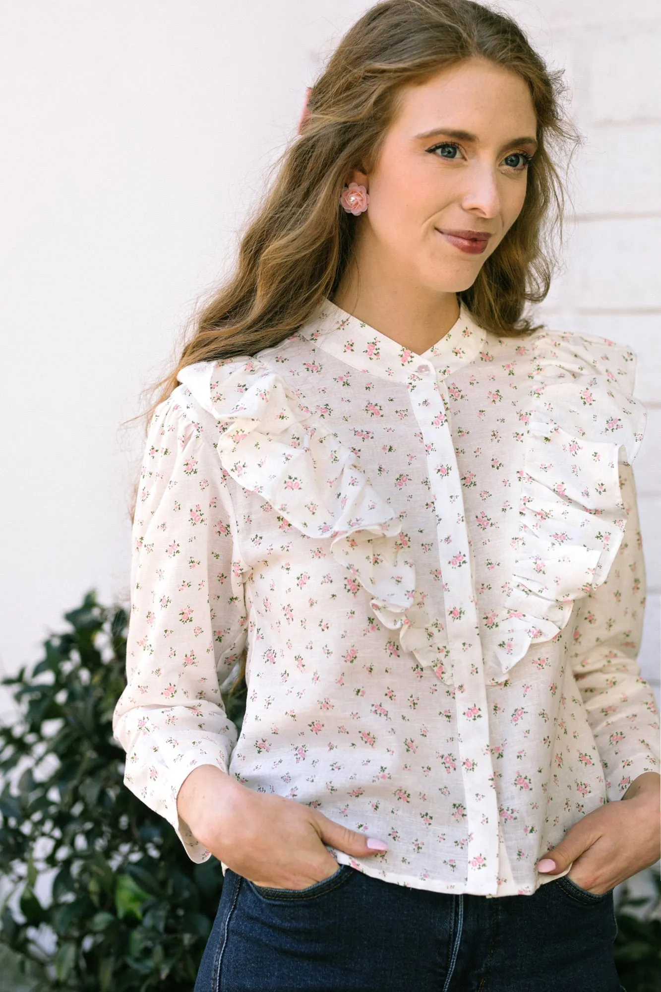 Cora Buttoned Ruffled Blouse