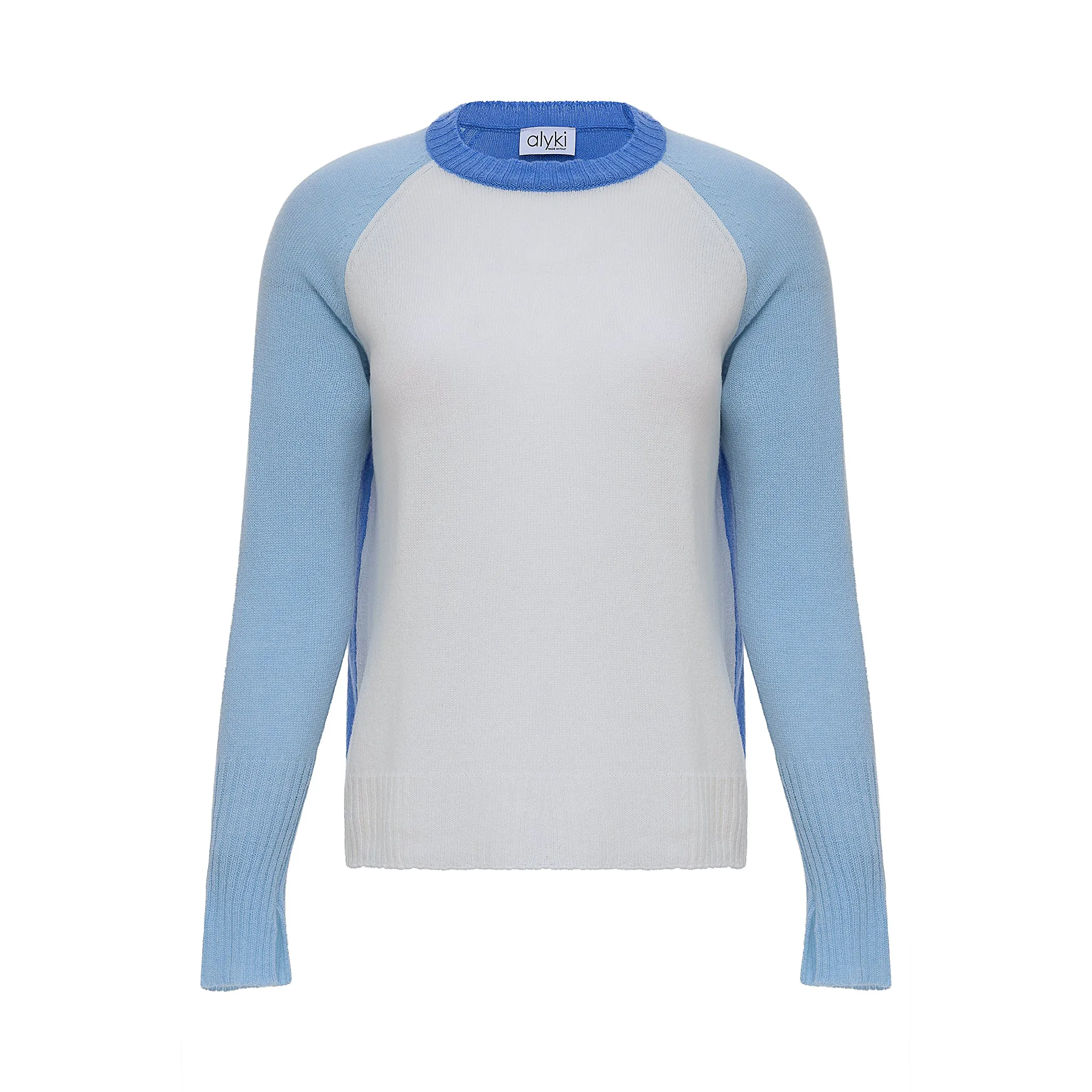 Corrine Raglan Cashmere Sweater - Blue Color Block