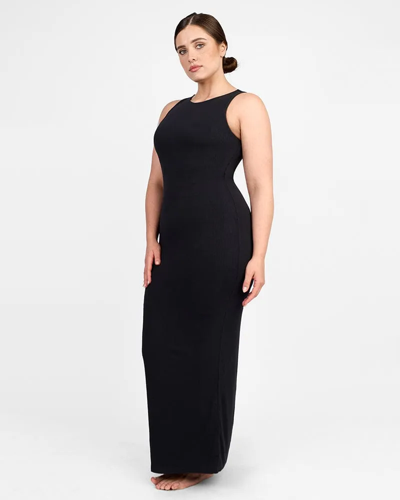 Cozy Ribbed Sleeveless Long Shaping Dress