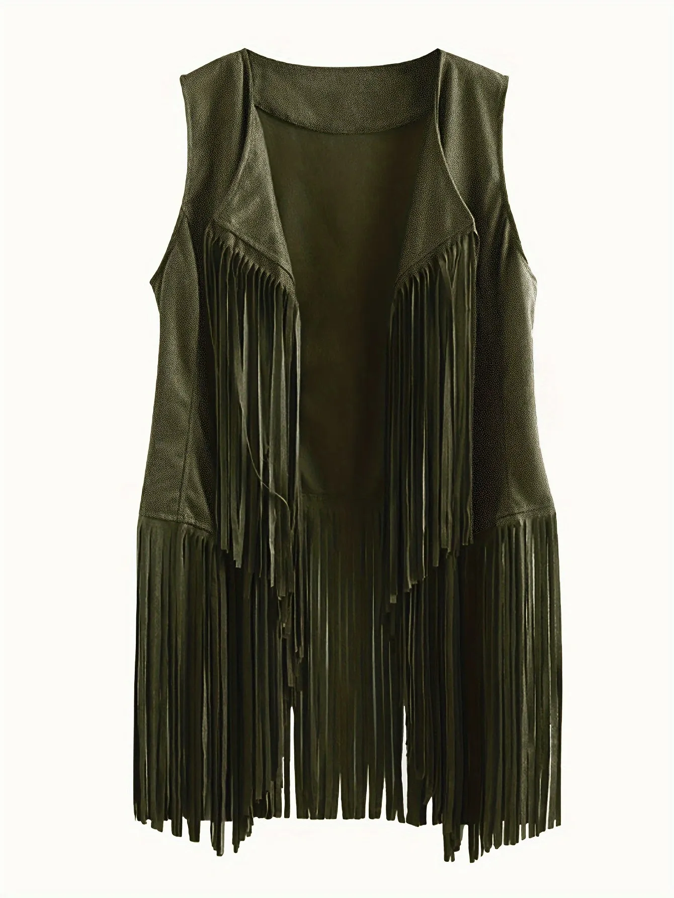 Fringe Hem Jacket Trendy Hippie Sleeveless for Spring  Summer