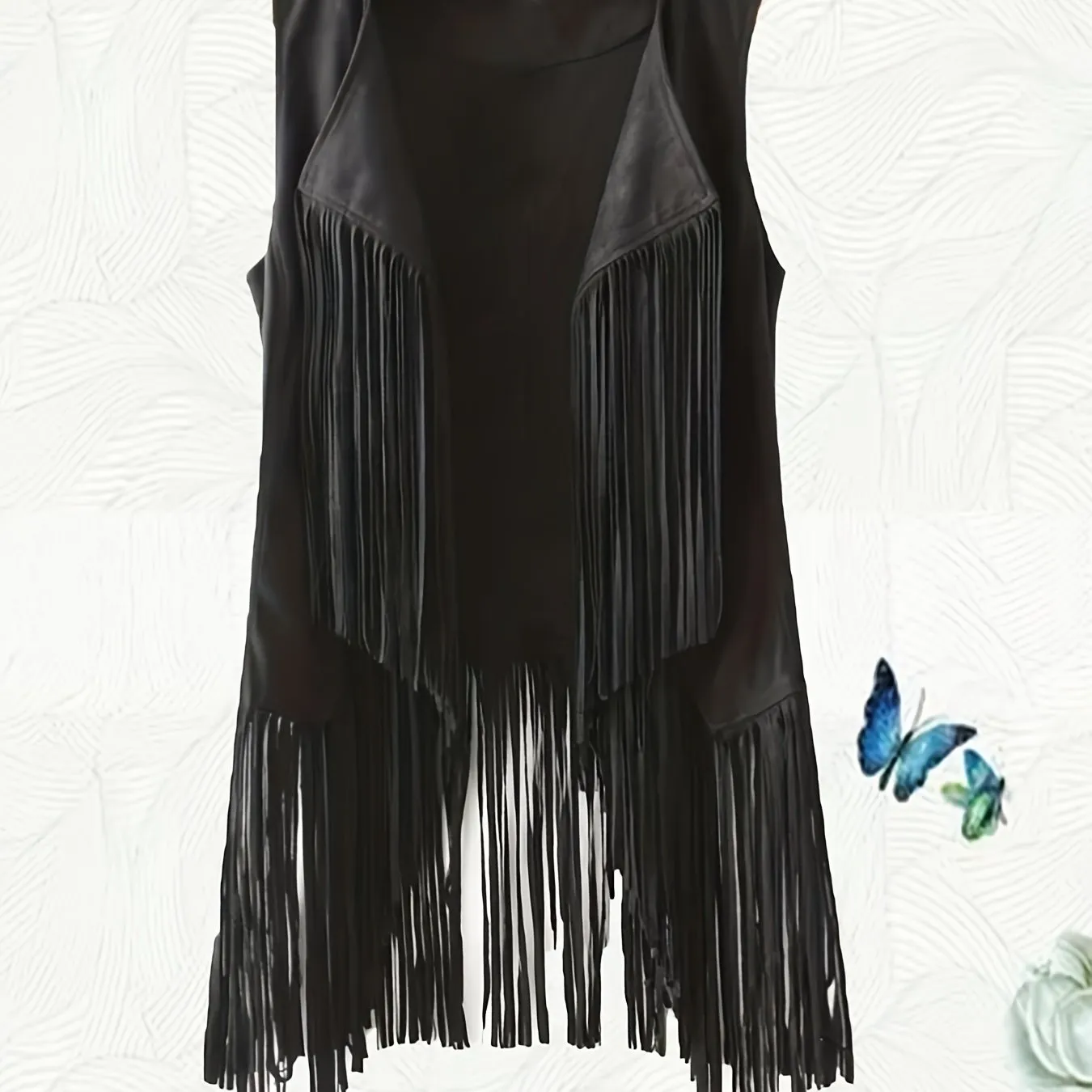 Fringe Hem Jacket Trendy Hippie Sleeveless for Spring  Summer