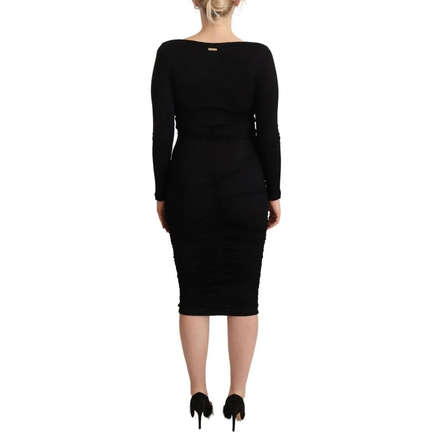 GF Ferre Elegant Black Sheath Dress with Sweetheart Neckline