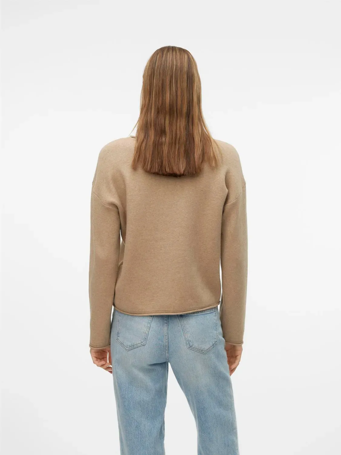 Gold Roll O-Neck Sweater - Camel