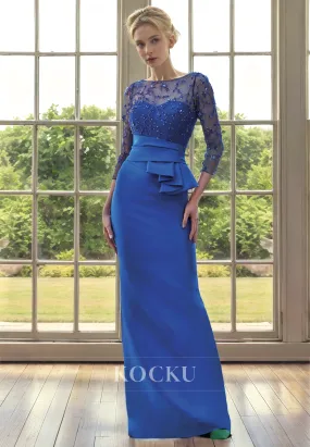 Gorgeous & Charming Appliques Long sleeves Sheath Cocktail Mother of the Bride Dress