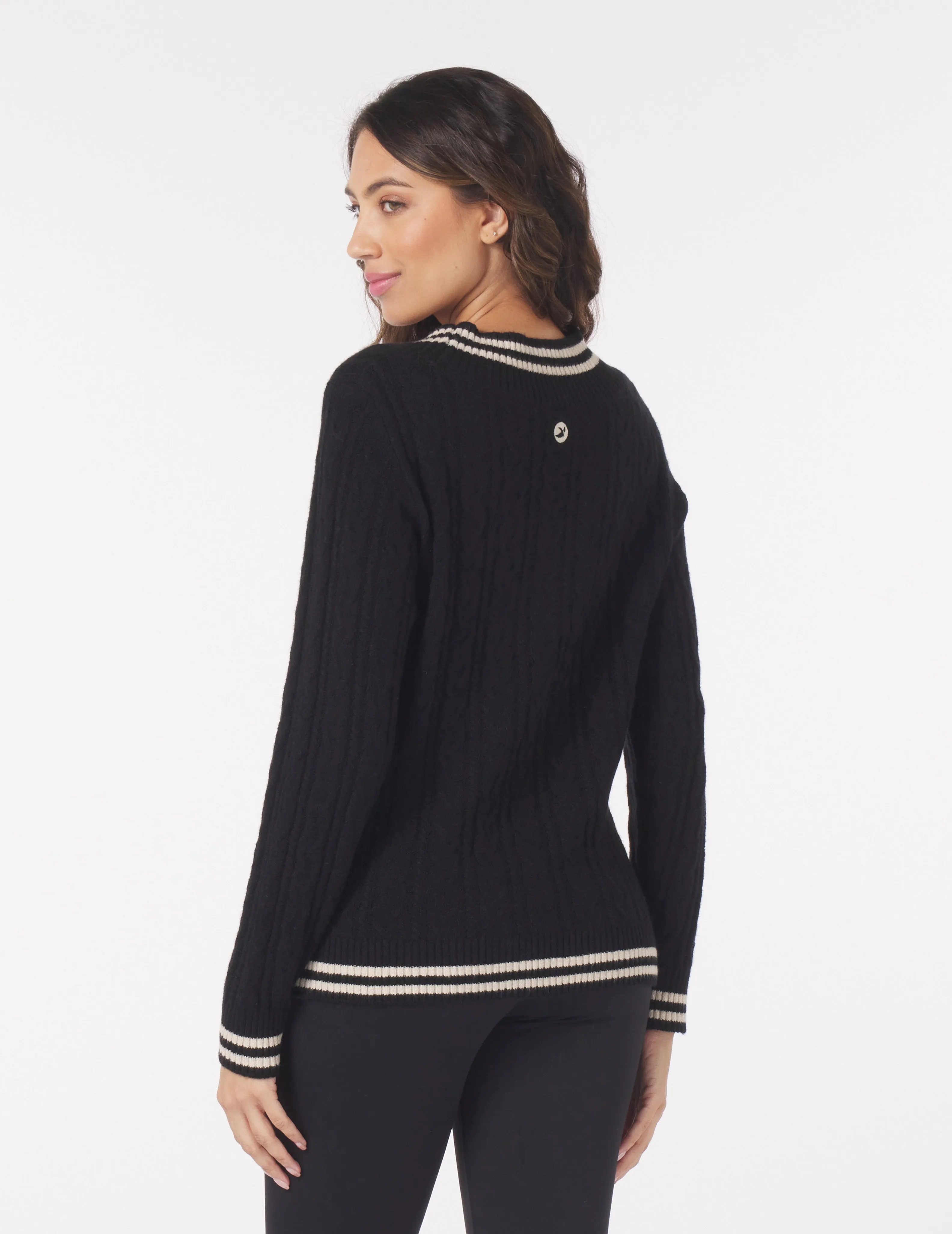 Hanalei Cable Knit Sweater: Black/Oatmilk