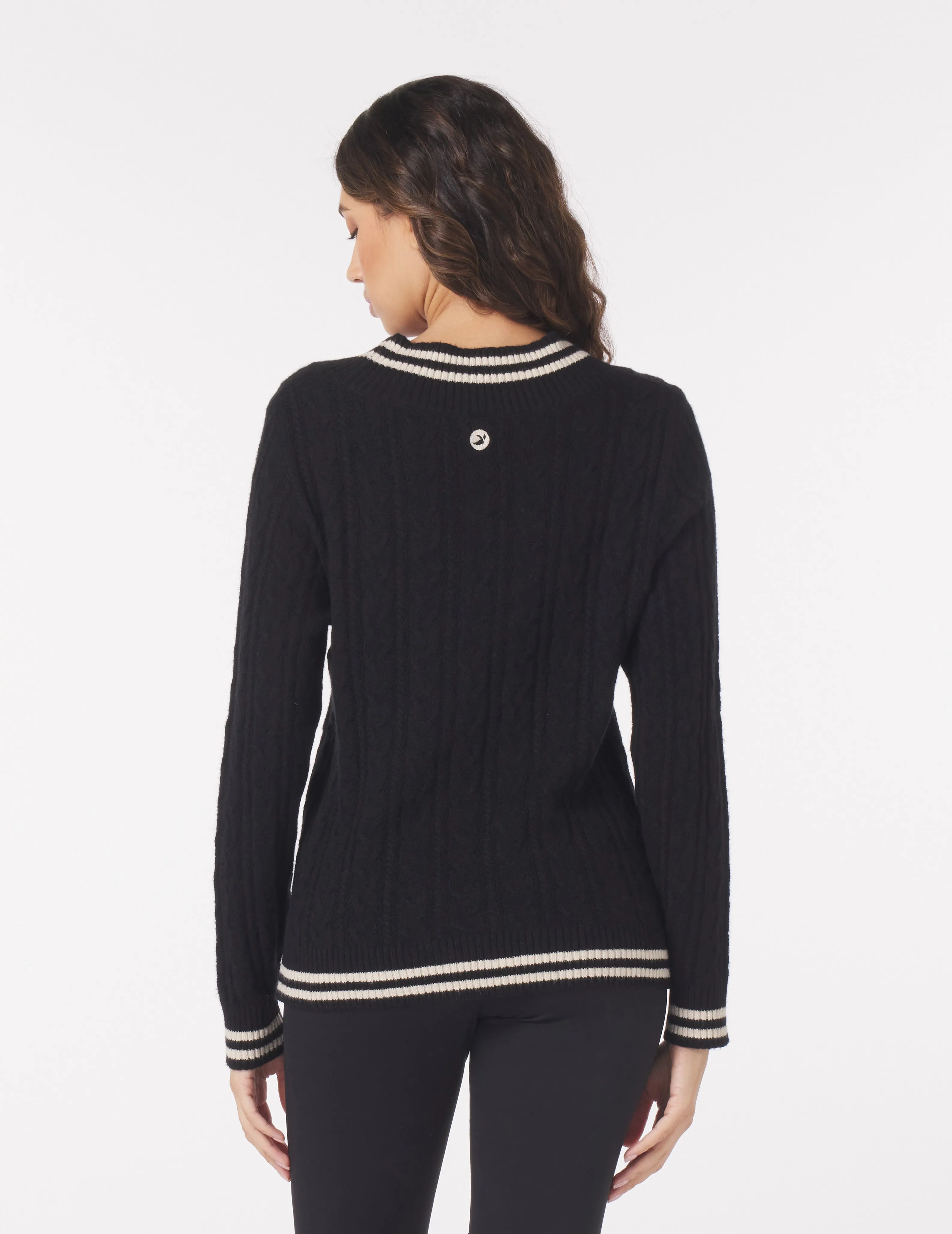 Hanalei Cable Knit Sweater: Black/Oatmilk