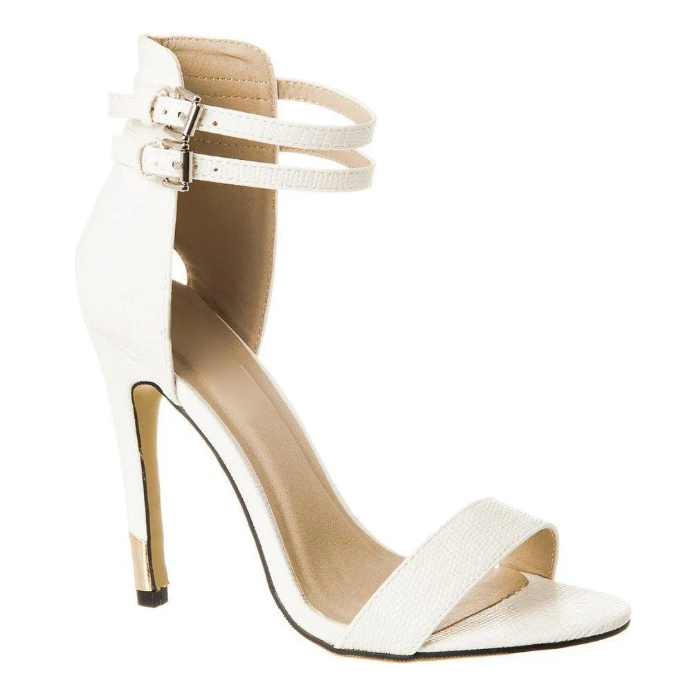 High Stiletto Heel Two Buckle Ankle Strap Sandal