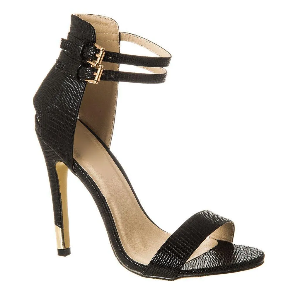 High Stiletto Heel Two Buckle Ankle Strap Sandal