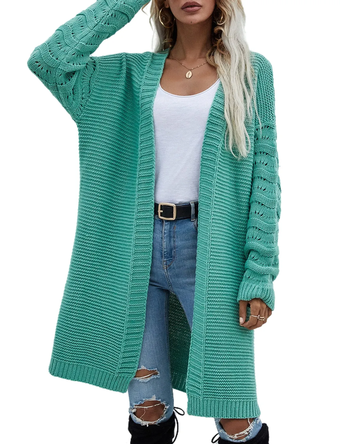 iB-iP Women's Oversize Cardigan Sweater Loose Casual Long Sleeve Solid Color Top