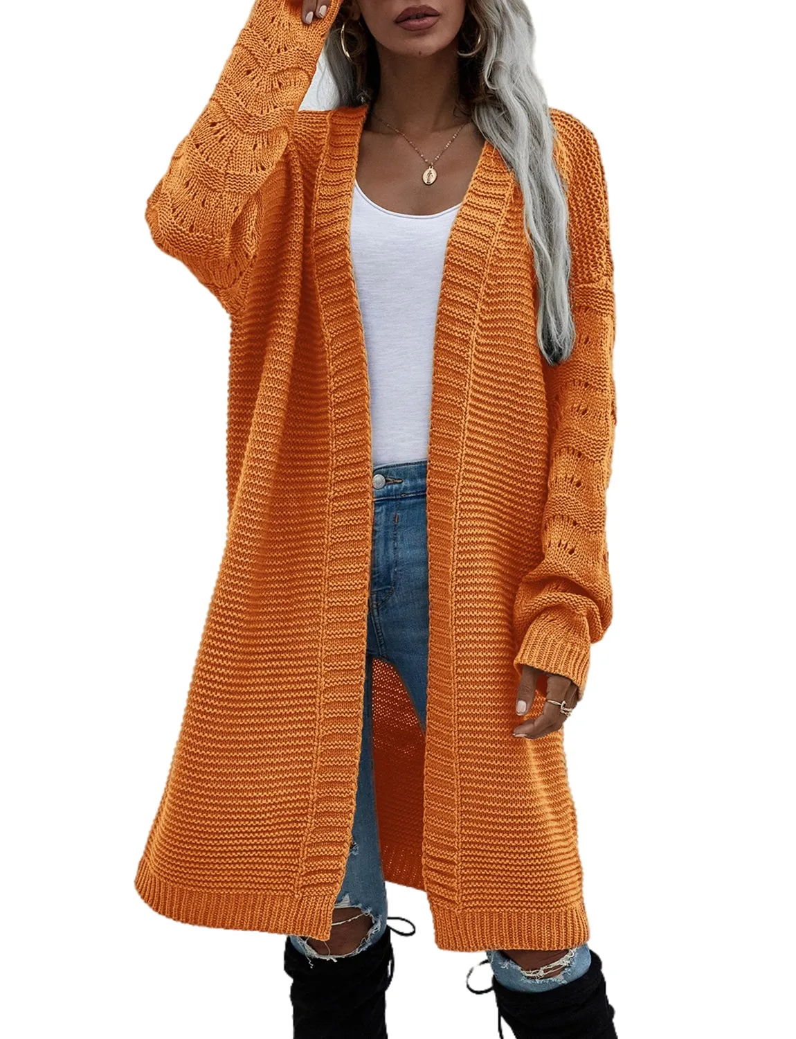 iB-iP Women's Oversize Cardigan Sweater Loose Casual Long Sleeve Solid Color Top