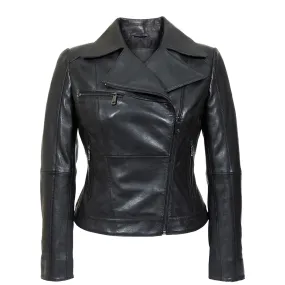 IL Womens Rigid Short Biker Leather Jacket