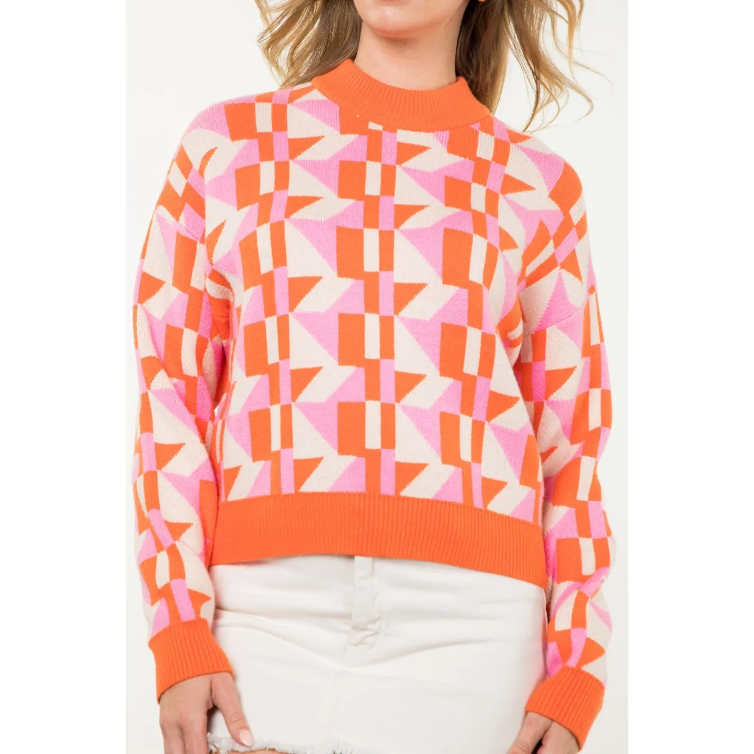 Jillian Mock Neck Multi Color THML Sweater