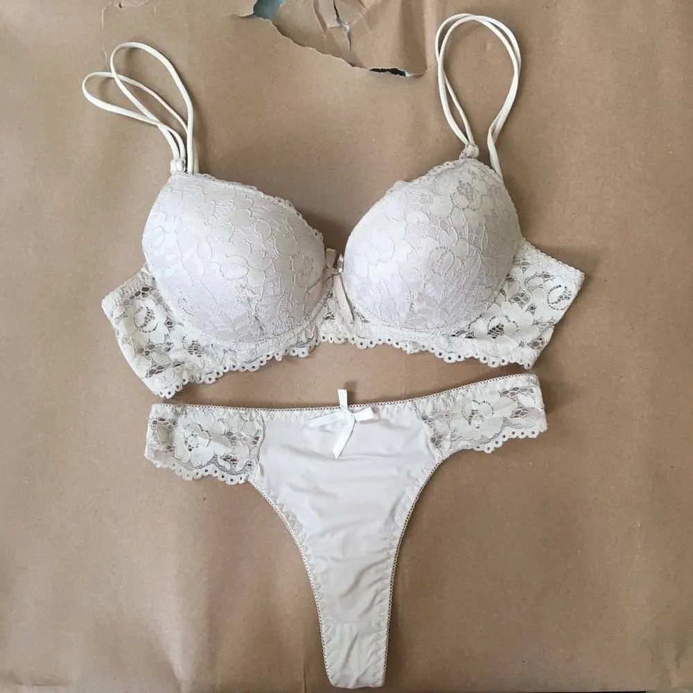 Lace Thong and Push Up Bra Set - Comfortable, Sexy and Alluring Lingerie