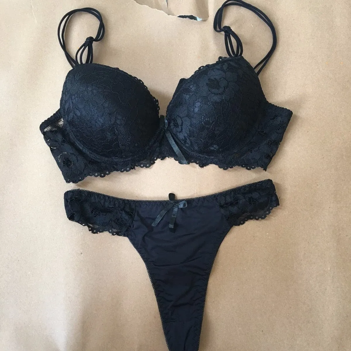 Lace Thong and Push Up Bra Set - Comfortable, Sexy and Alluring Lingerie