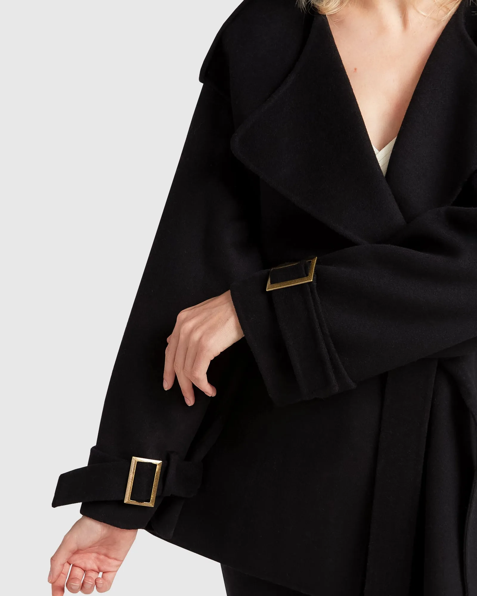 Let Me Go Collarless Coat - Black