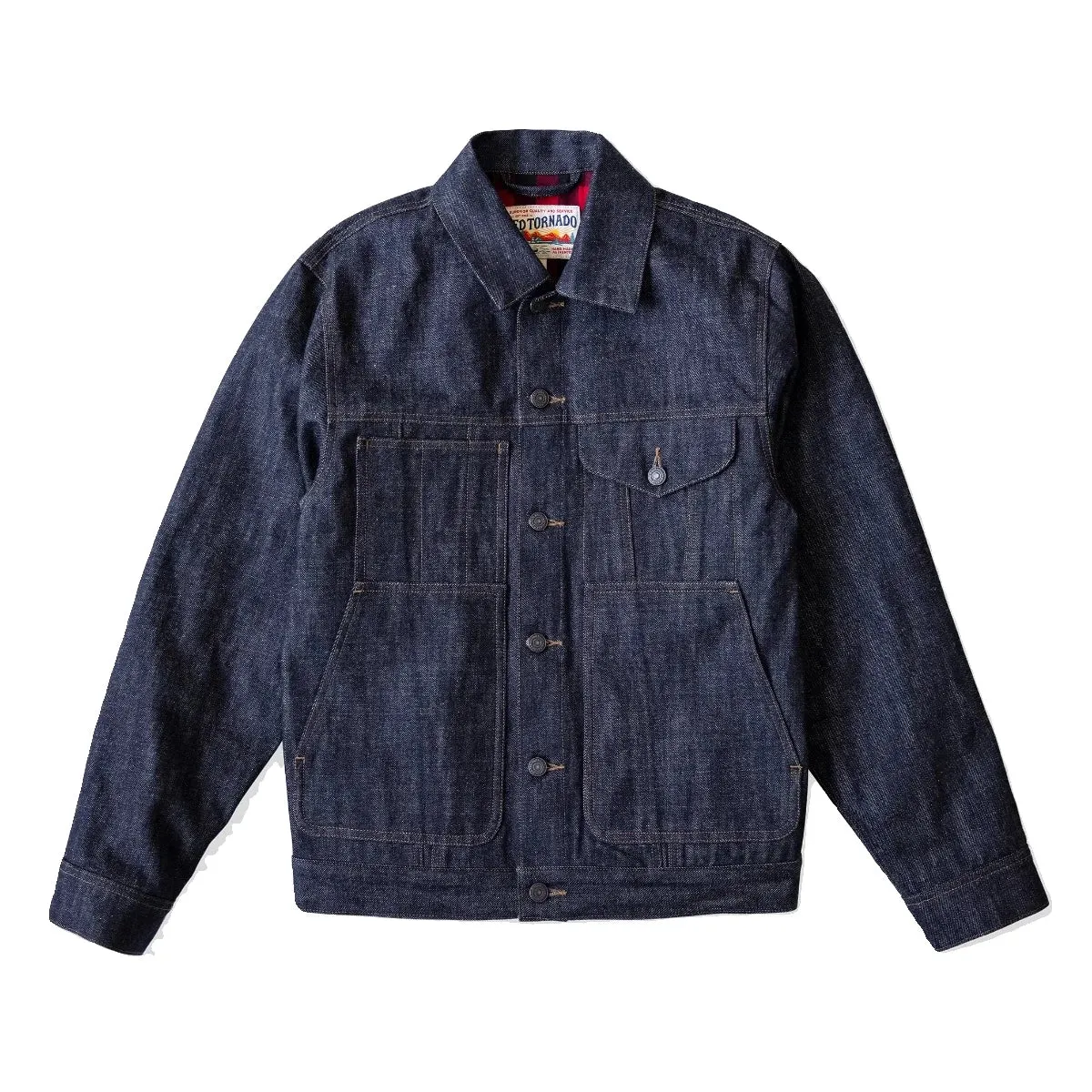 Lined Denim Cruiser Jacket Casual Style Mens Jean Outerwear