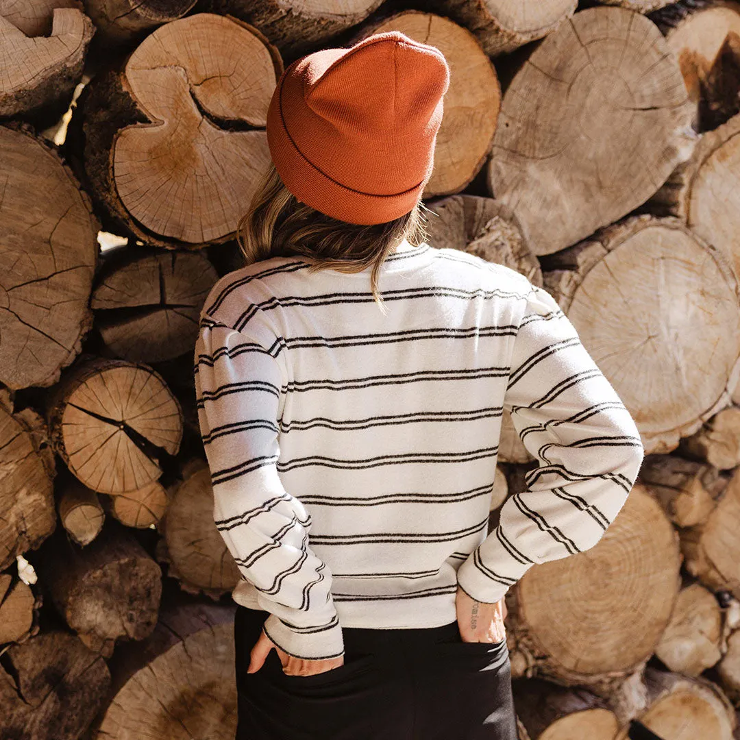 Long Sleeve Sweater, Cream and Black Stripe