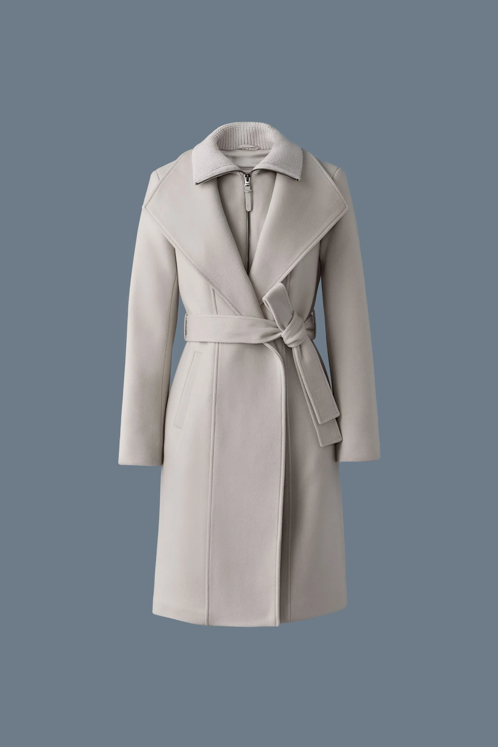 Mackage - Norita Double Face Wool Coat With Sash in Trench