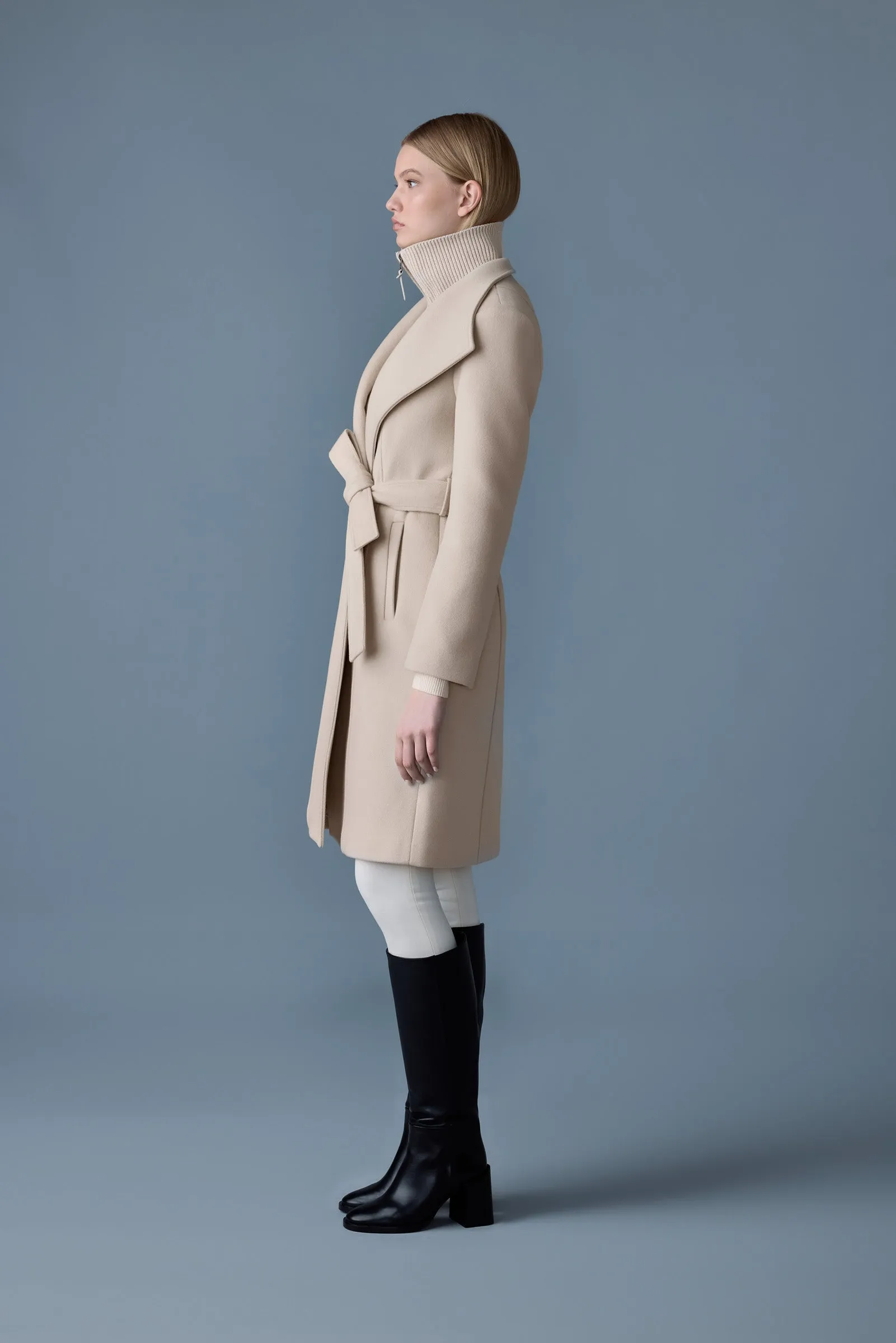 Mackage - Norita Double Face Wool Coat With Sash in Trench