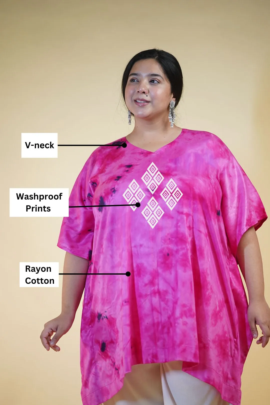 Magenta Rayon TieDyeKurta - MagentaMagnifique