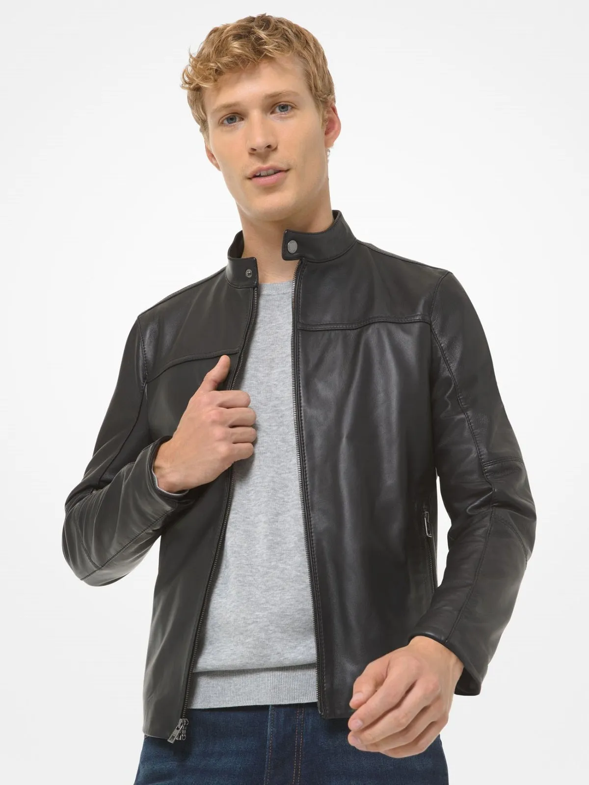 Men Racer Leather Jacket