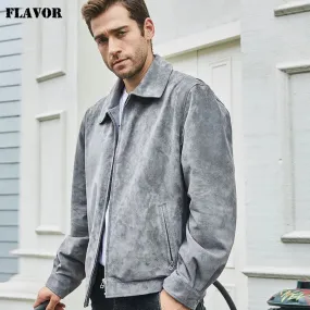 Men's Pigskin Leather Bomber Coat