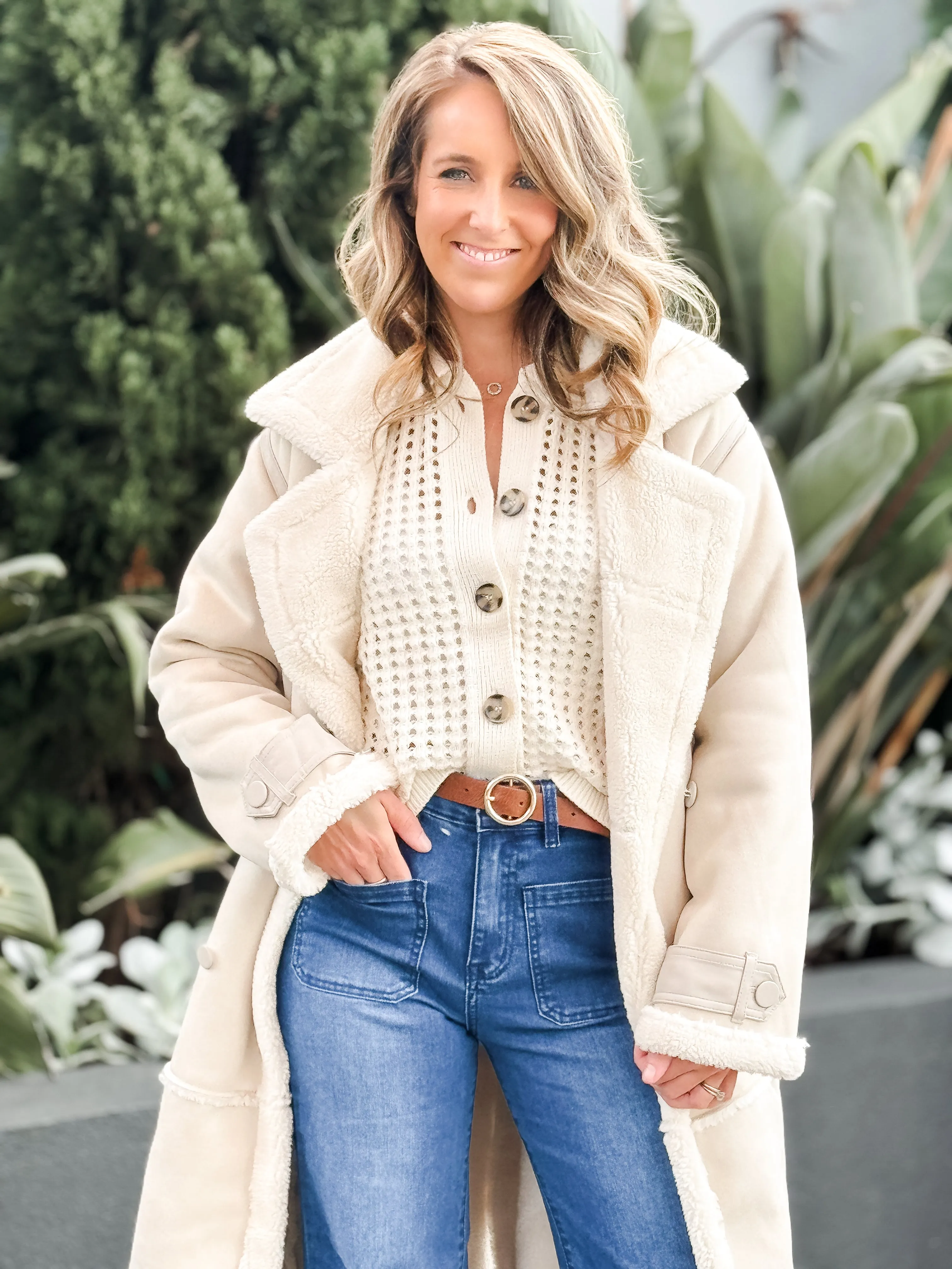 Mia Sherpa Coat - Natural