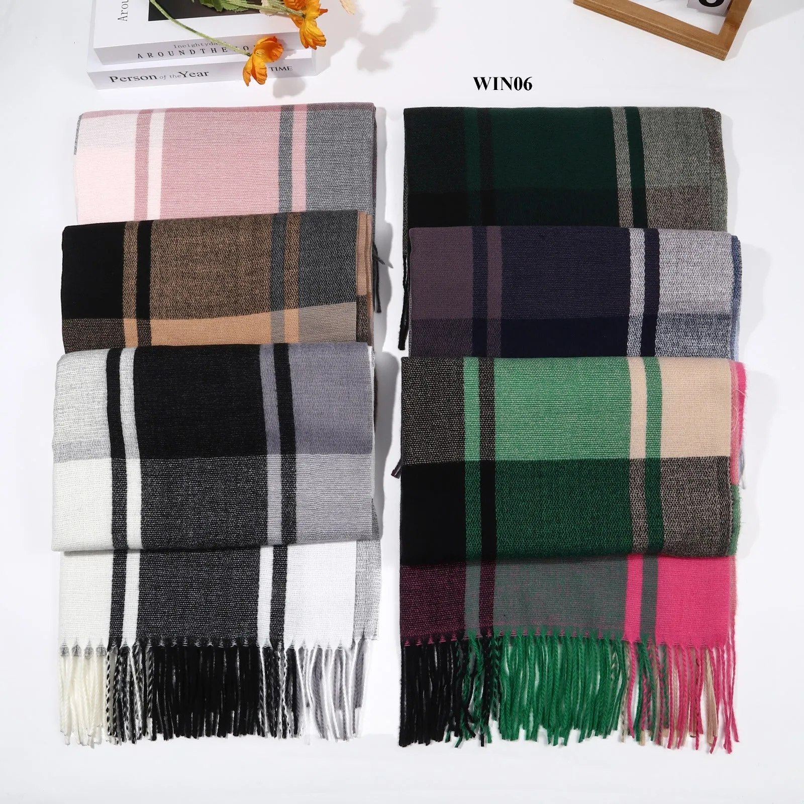 New Women Big Check Design Printed Winter Cotton/Viscose Scarf