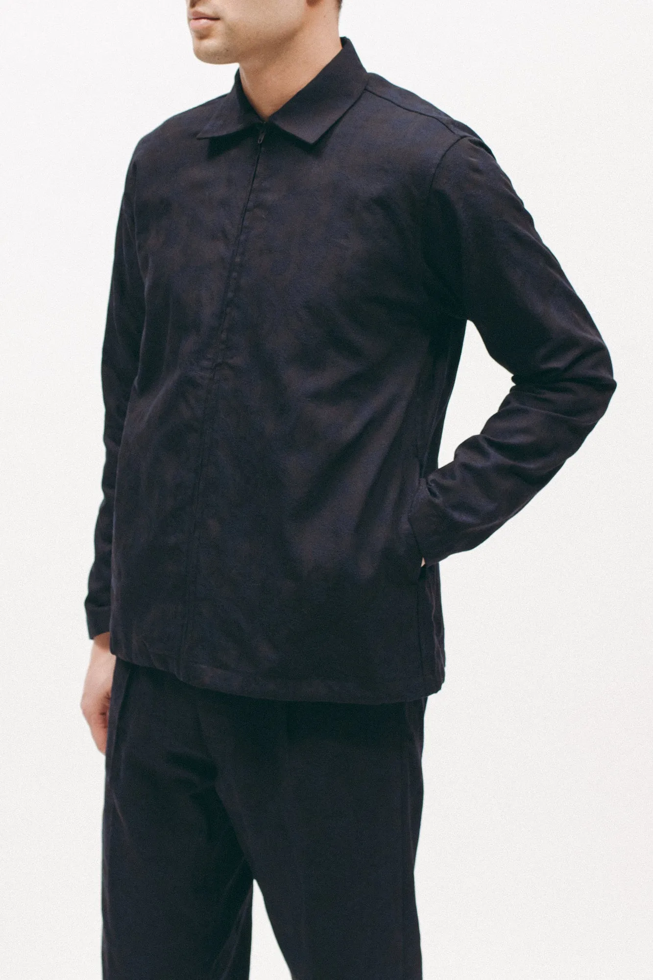 Paisley Zip Shirt - Navy