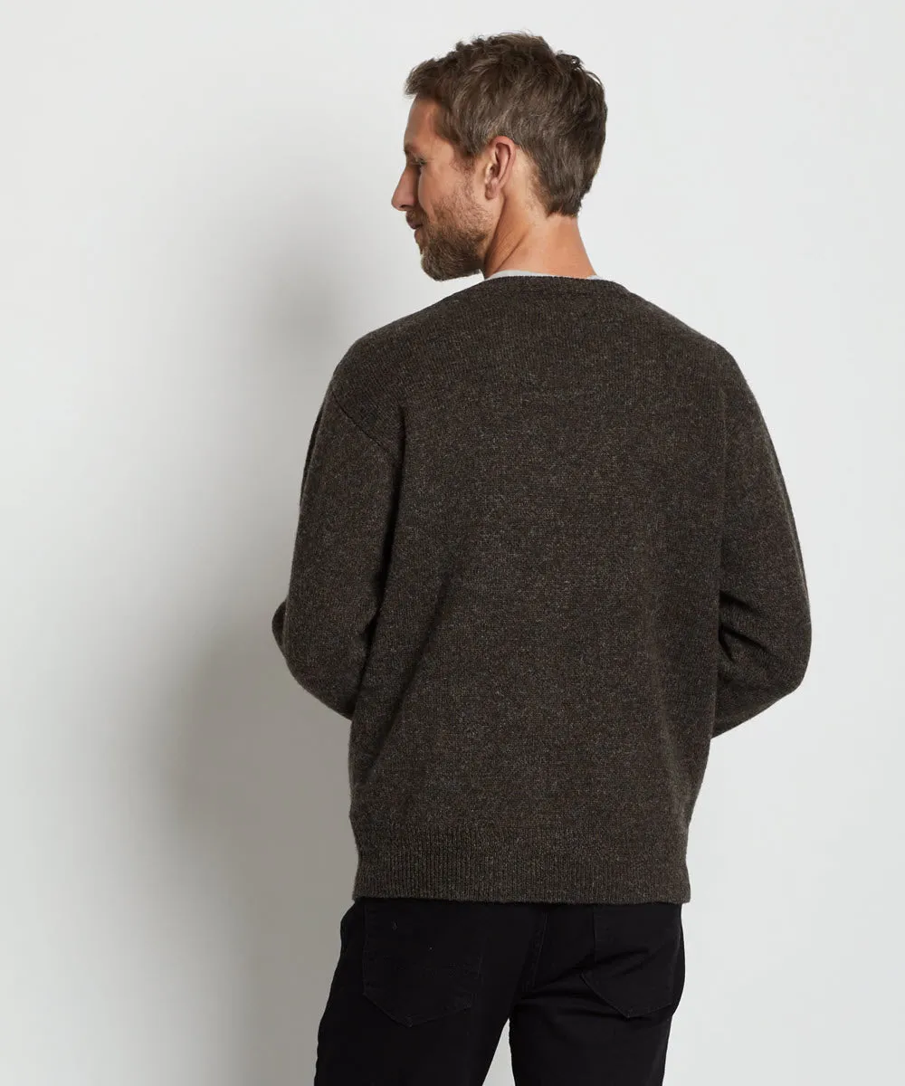 Pendleton Men’s Shetland Crew Neck Sweater - Dark Brown Mix