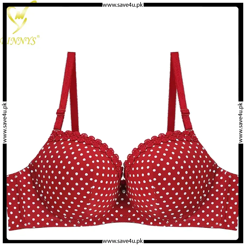 Polka Dotted Wired Thin Padded Bra