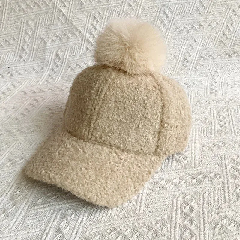 Pom Pom Fuzzy Baseball Hat