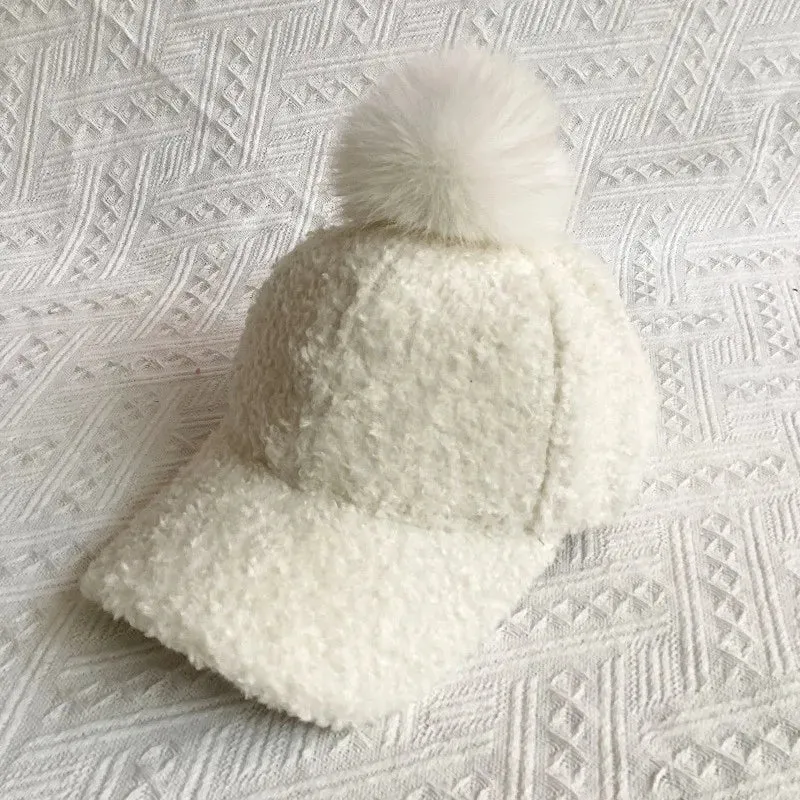 Pom Pom Fuzzy Baseball Hat