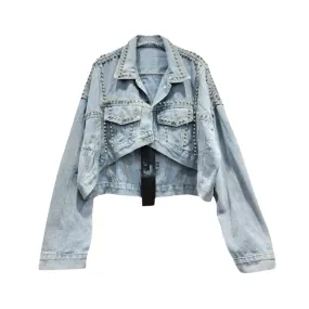 Pre Order:  Long Sleeve Diamond Irregular Loose Washed Jacket