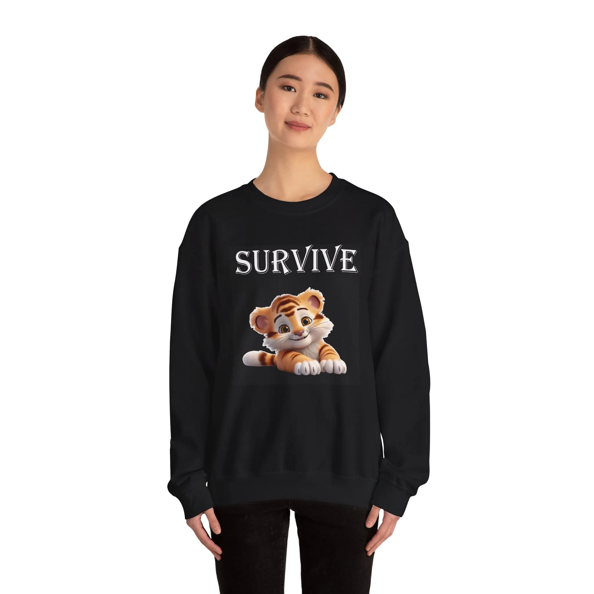 Princess Grace  Survive Tiger Unisex Heavy Blend Crewneck Sweatshirt