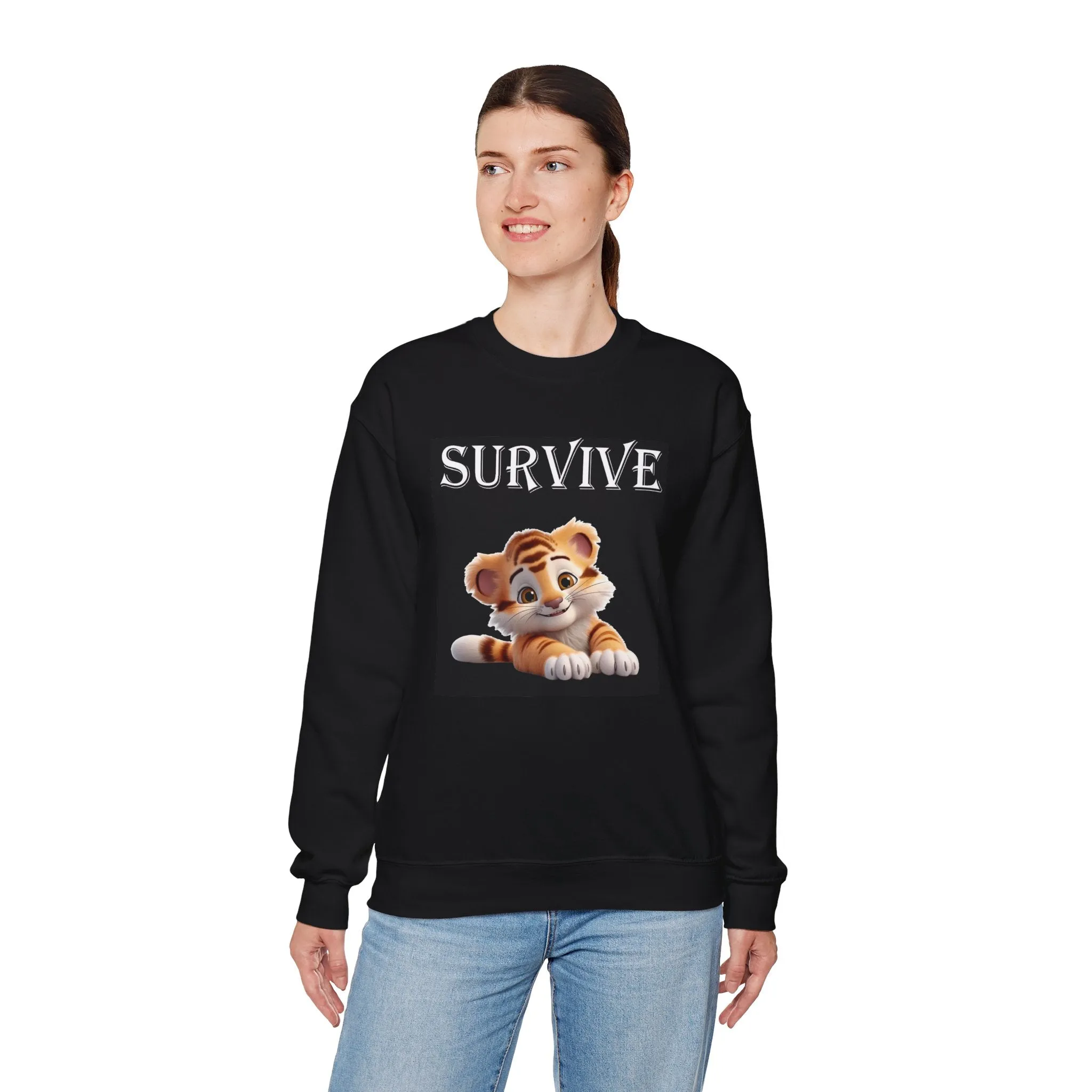 Princess Grace  Survive Tiger Unisex Heavy Blend Crewneck Sweatshirt