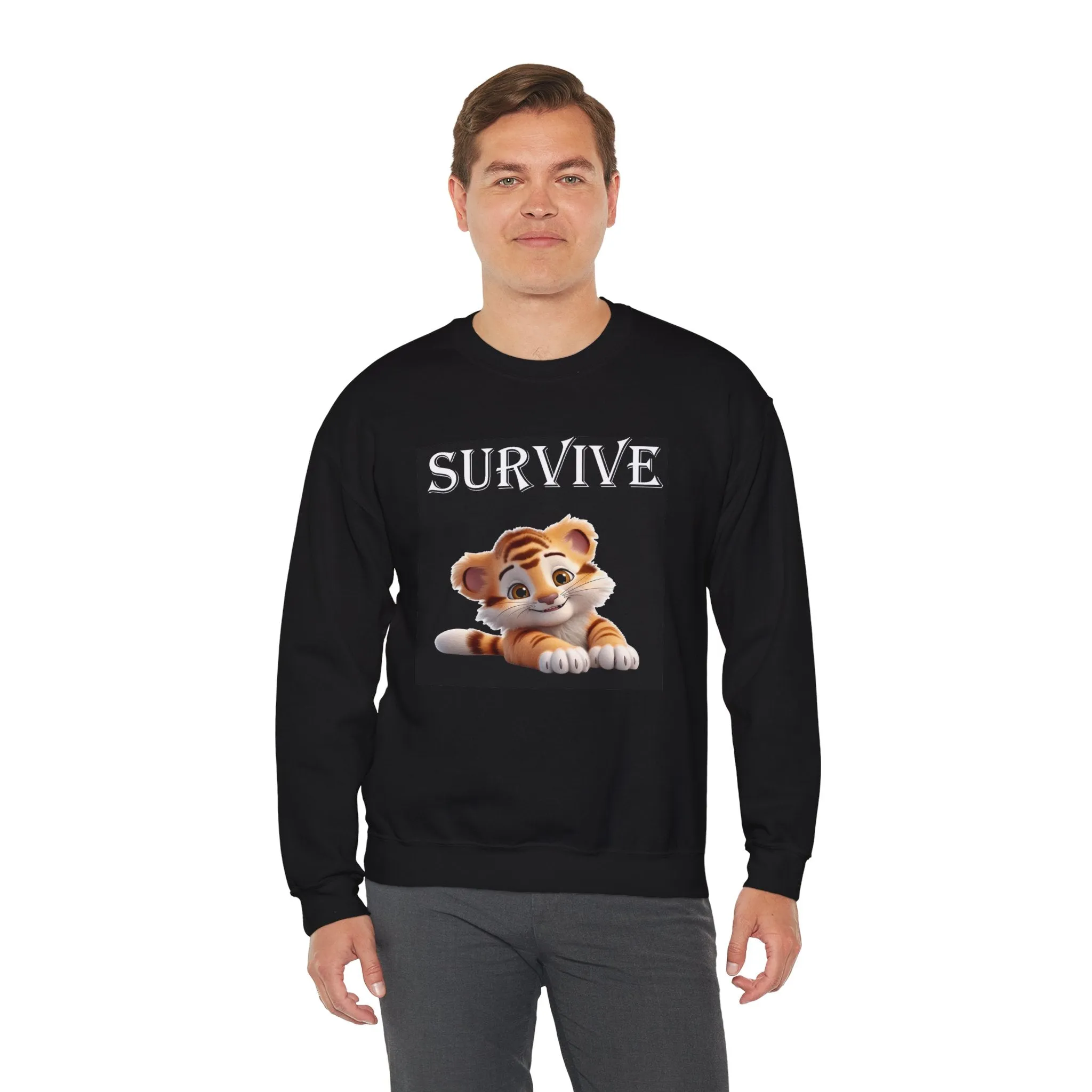 Princess Grace  Survive Tiger Unisex Heavy Blend Crewneck Sweatshirt