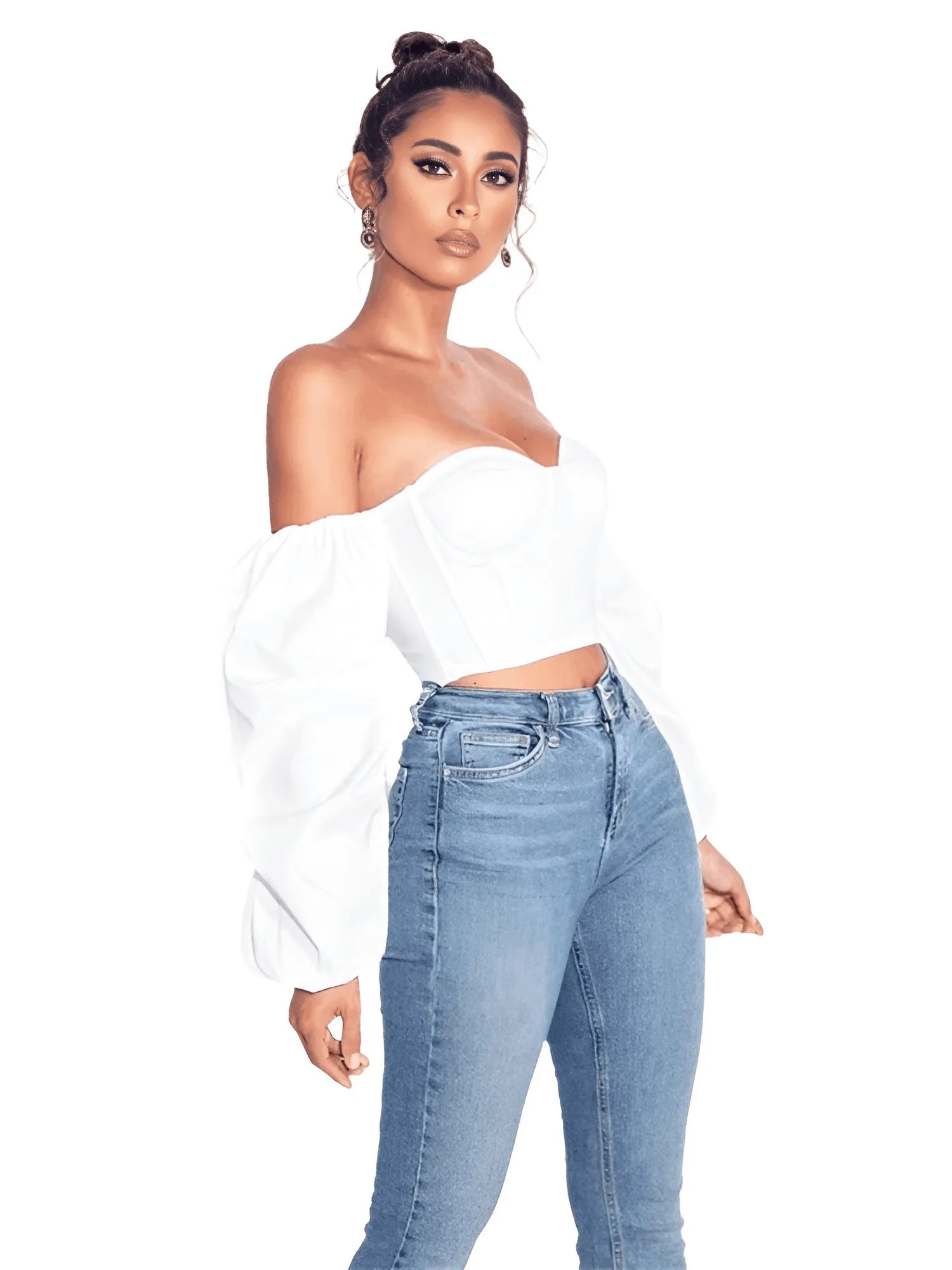 Puff Sleeve Women's Sexy Off Shoulder Crop Top