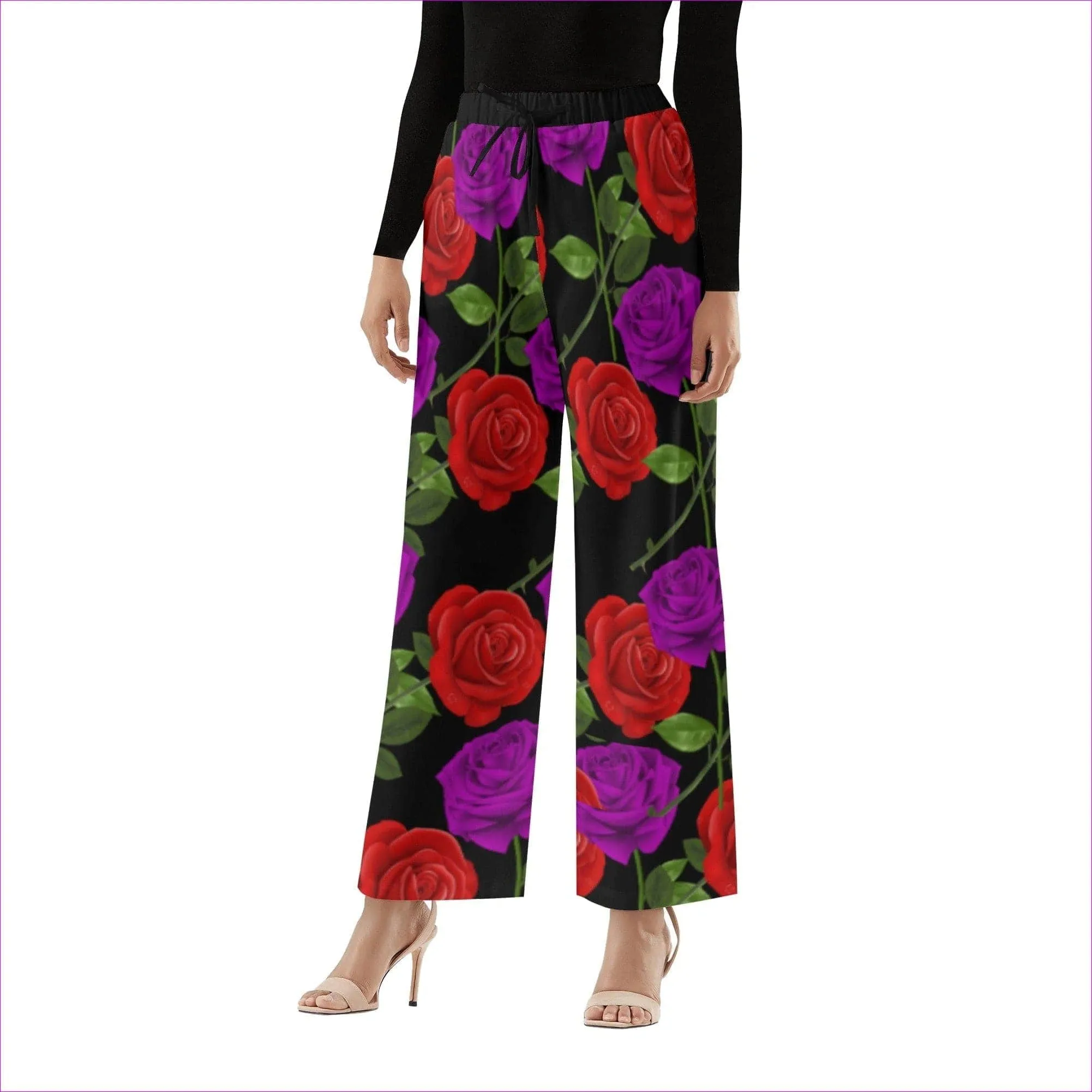 Red Rose Purp Women's Casual Wide Leg Pants